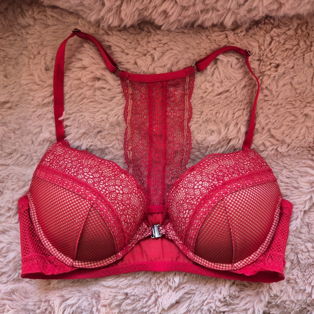 Victoria's Secret Hot Pink Lace Push-Up Bra